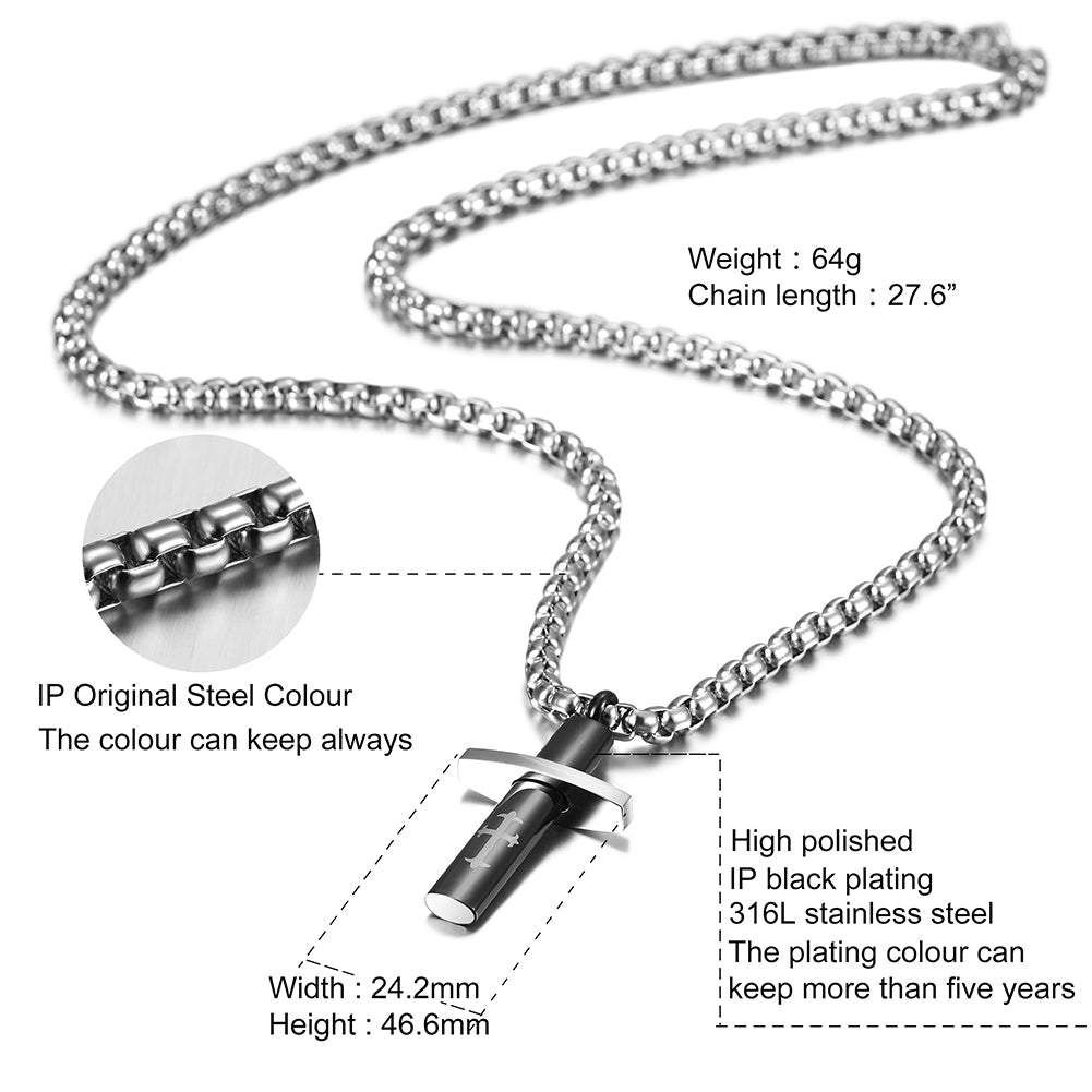 Stainling Steel Men Cross Necklace - NSSN589ST