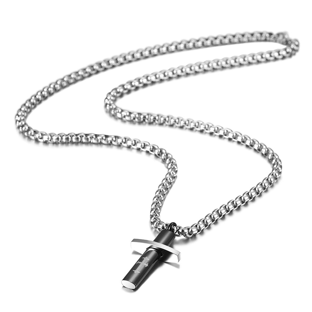 Stainling Steel Men Cross Necklace - NSSN589ST