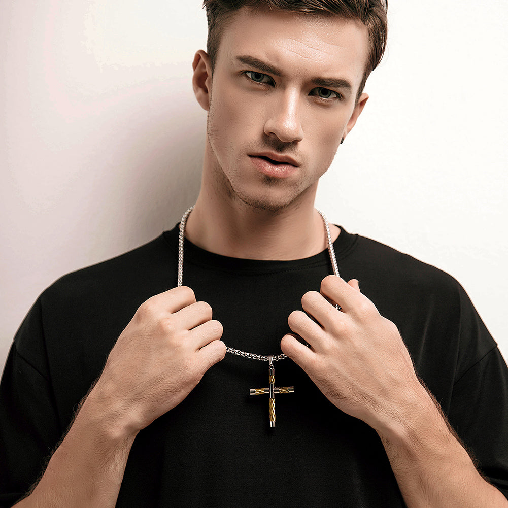 Cross shaped stainless steel necklace-NSSN590ST