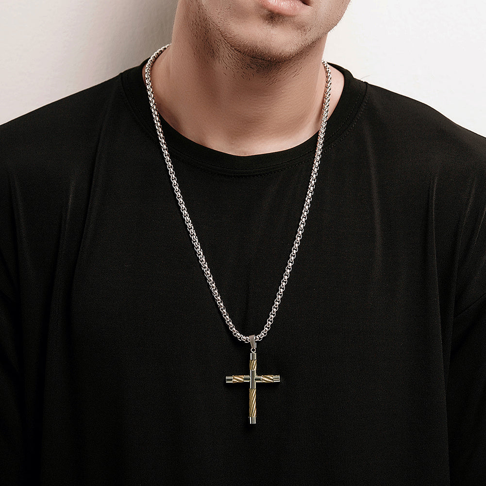 Cross shaped stainless steel necklace-NSSN590ST