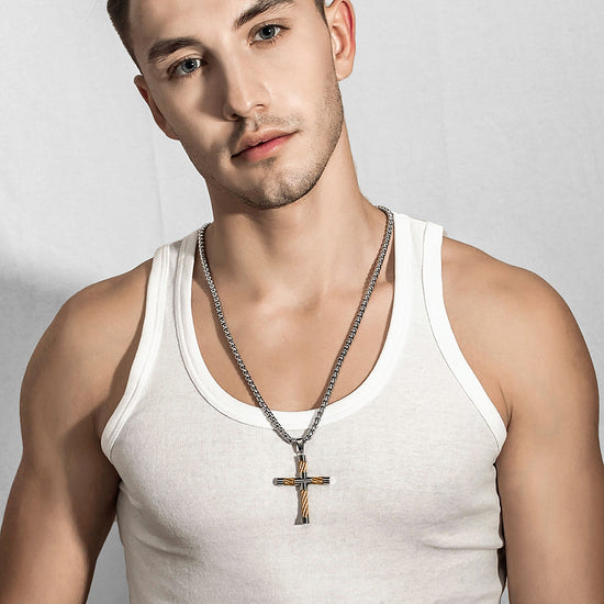 Cross shaped stainless steel necklace-NSSN590ST