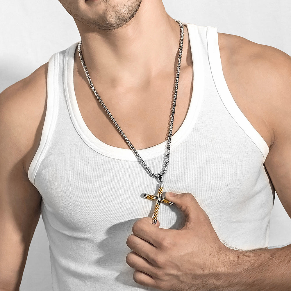 Cross shaped stainless steel necklace-NSSN590ST