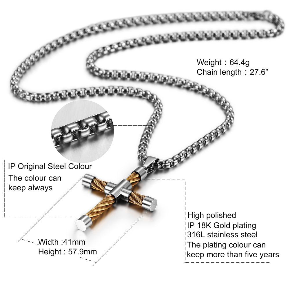 Cross shaped stainless steel necklace-NSSN590ST