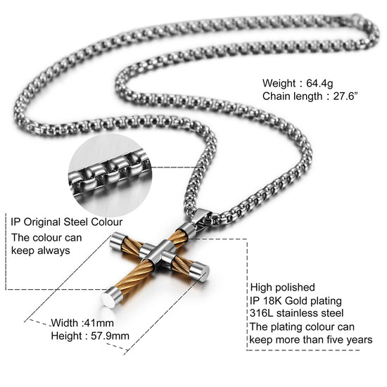 Cross shaped stainless steel necklace-NSSN590ST