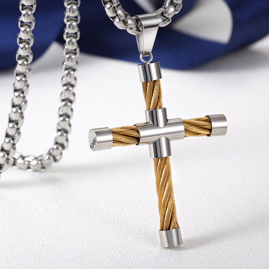 Cross shaped stainless steel necklace-NSSN590ST