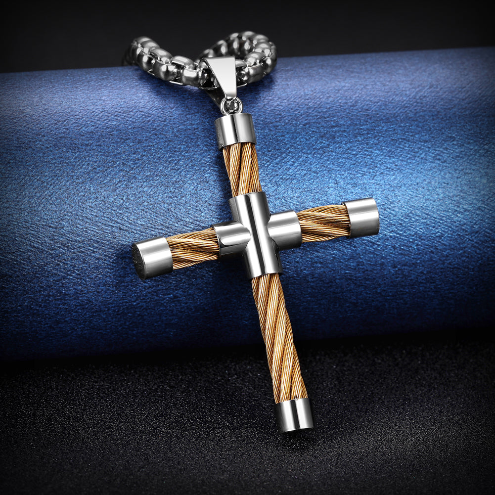 Cross shaped stainless steel necklace-NSSN590ST