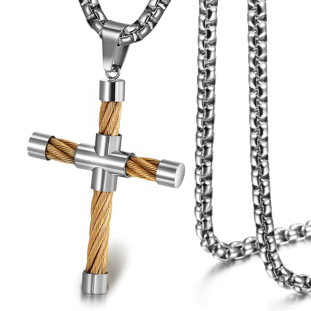Cross shaped stainless steel necklace-NSSN590ST