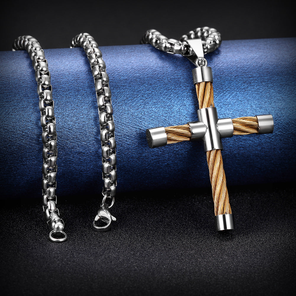 Cross shaped stainless steel necklace-NSSN590ST