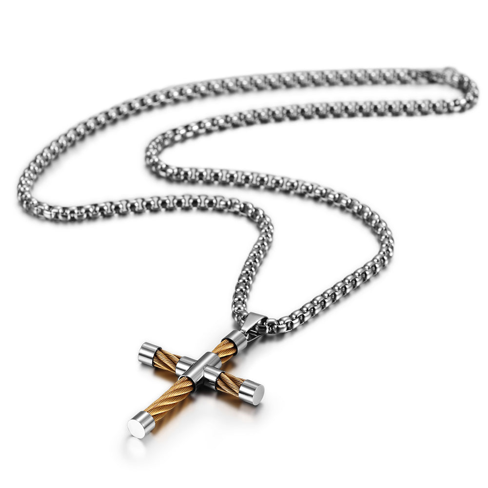 Cross shaped stainless steel necklace-NSSN590ST