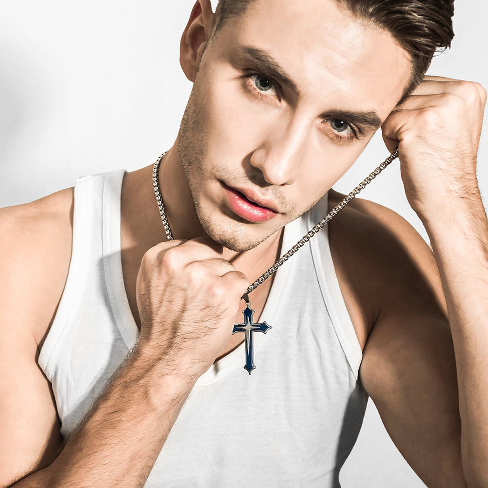 Stainless Steel Cross Necklace - NSSN592ST