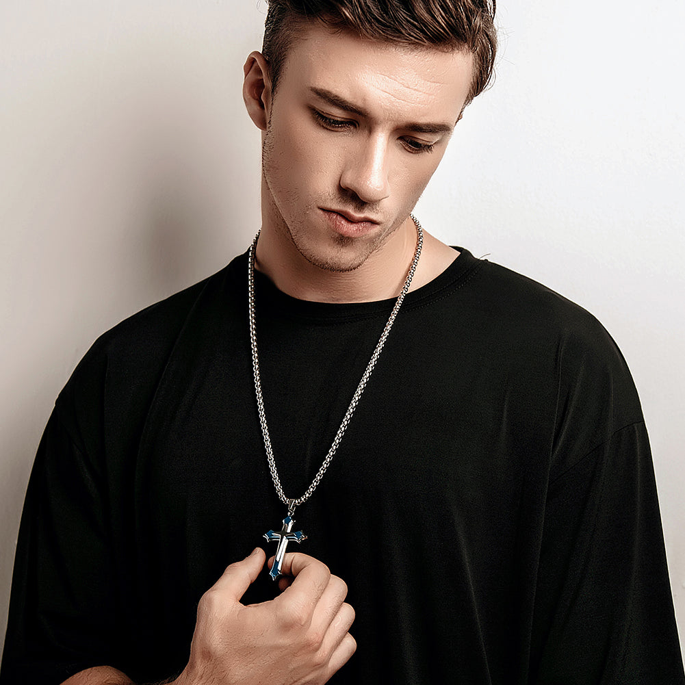 Stainless Steel Cross Necklace - NSSN592ST