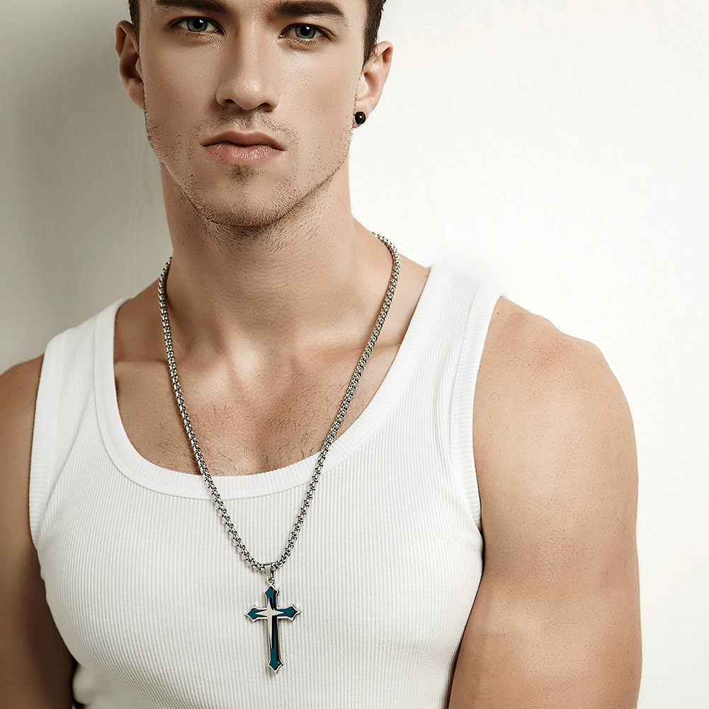 Stainless Steel Cross Necklace - NSSN592ST