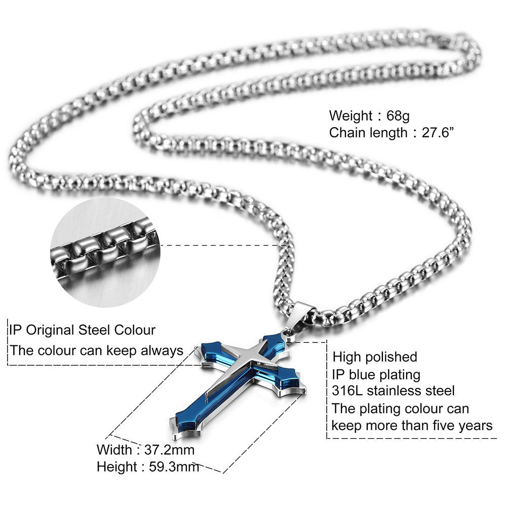 Stainless Steel Cross Necklace - NSSN592ST