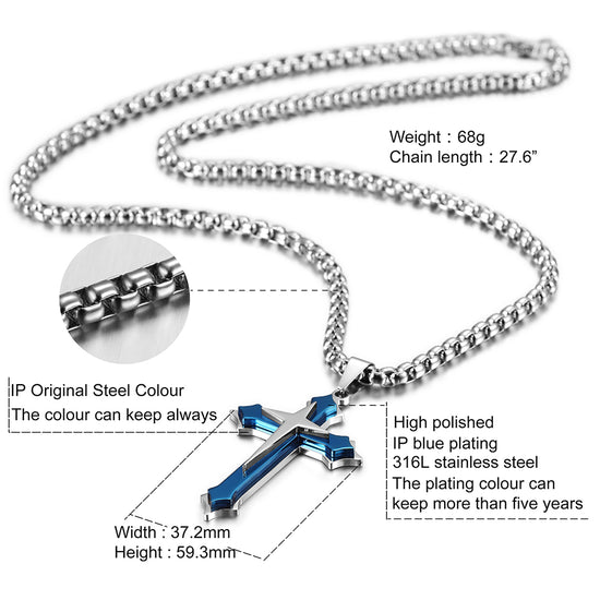 Stainless Steel Cross Necklace - NSSN592ST