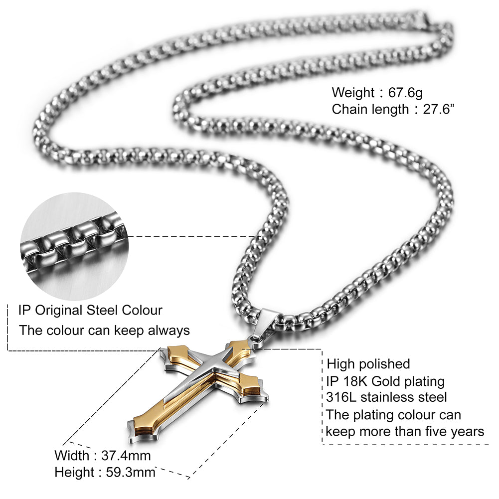 Stainless Steel Cross Necklace - NSSN592ST