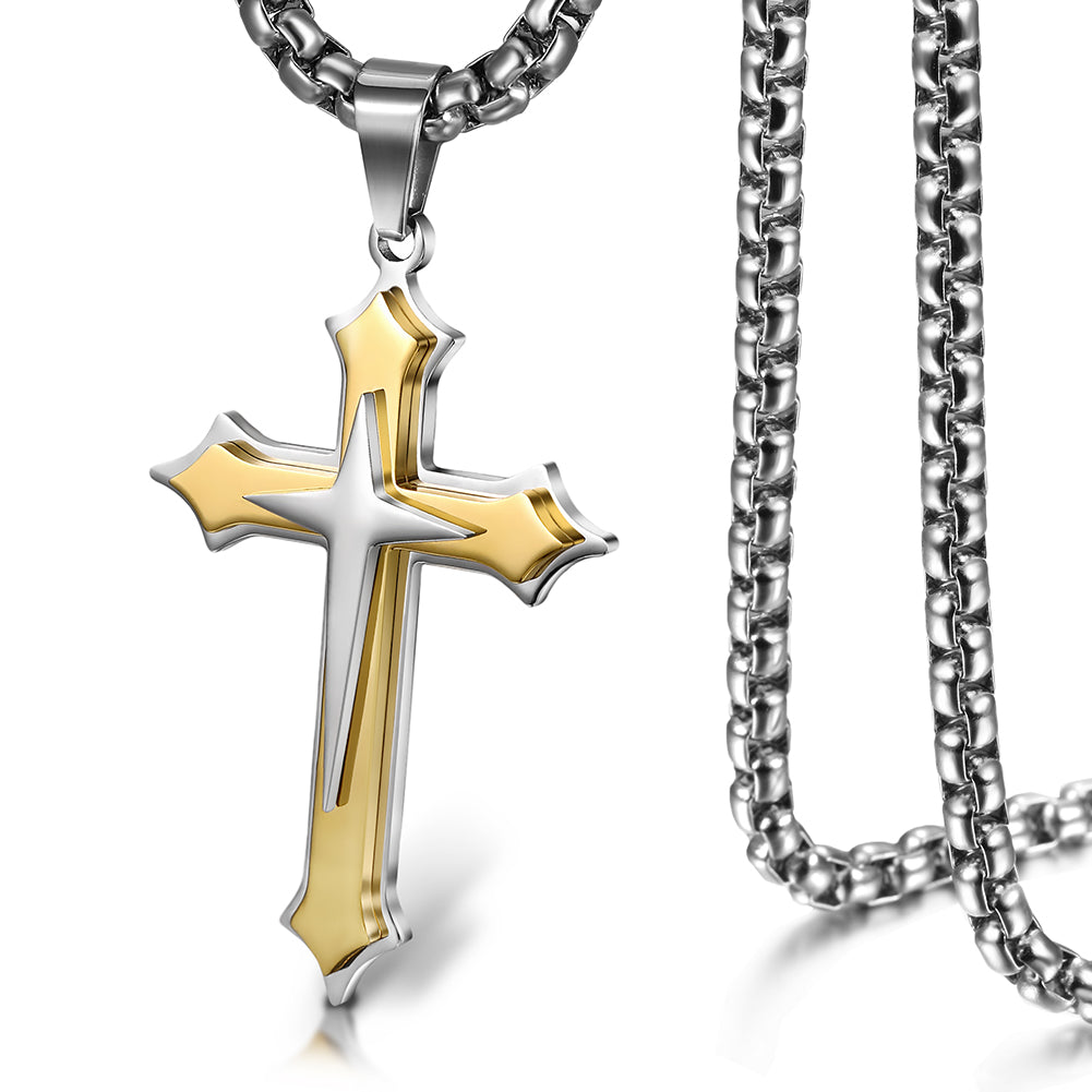 Stainless Steel Cross Necklace - NSSN592ST