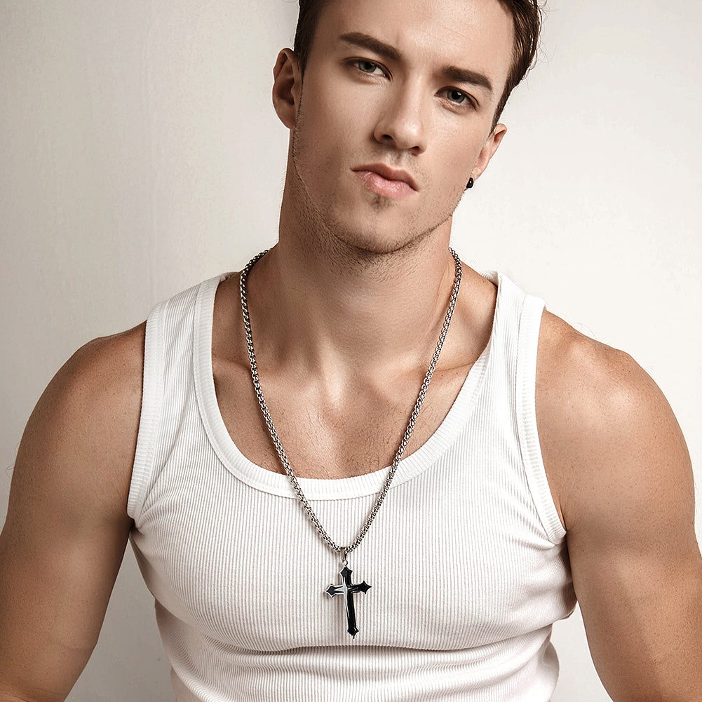 Stainless Steel Cross Necklace - NSSN592ST