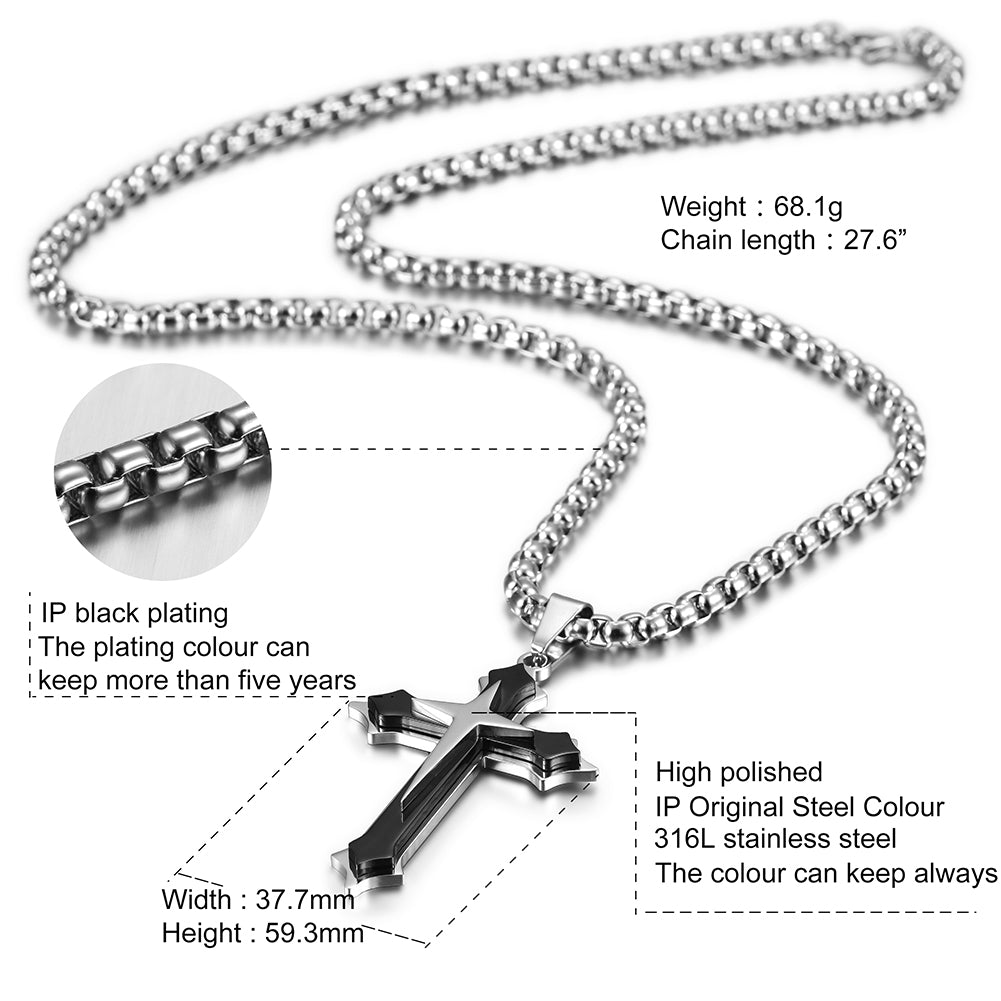 Stainless Steel Cross Necklace - NSSN592ST