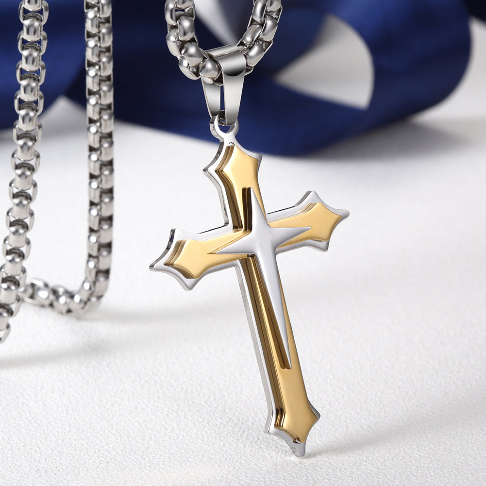 Stainless Steel Cross Necklace - NSSN592ST