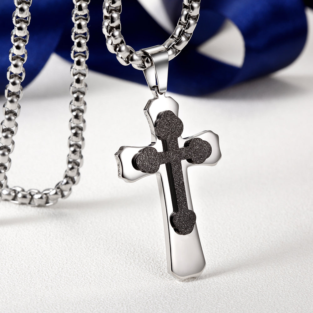 Double Cross Necklace - NSSN593ST