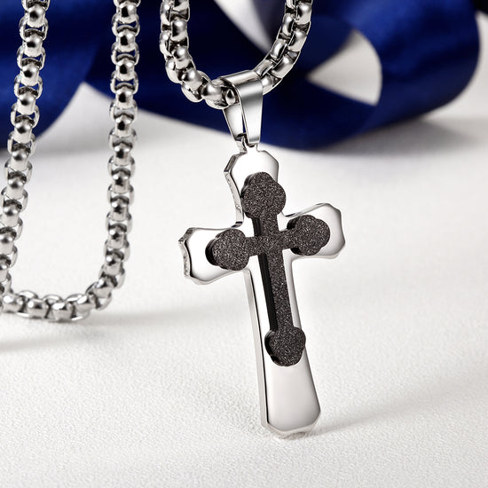 Double Cross Necklace - NSSN593ST
