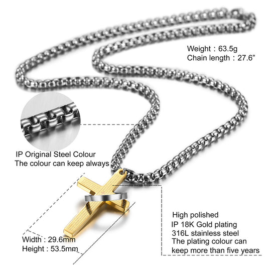 Cross Ring Pendant Necklace - NSSN598ST