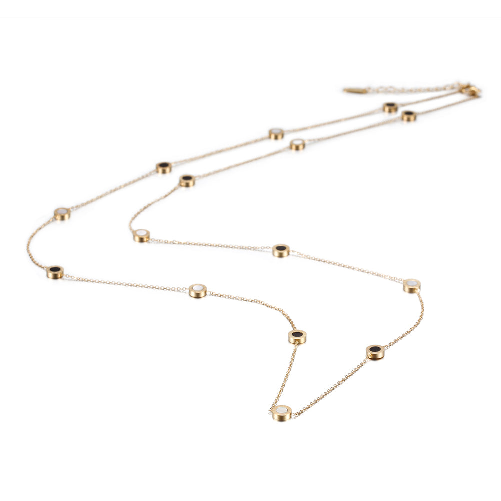 Stainless steel circle decoration necklace-NSSN602ST
