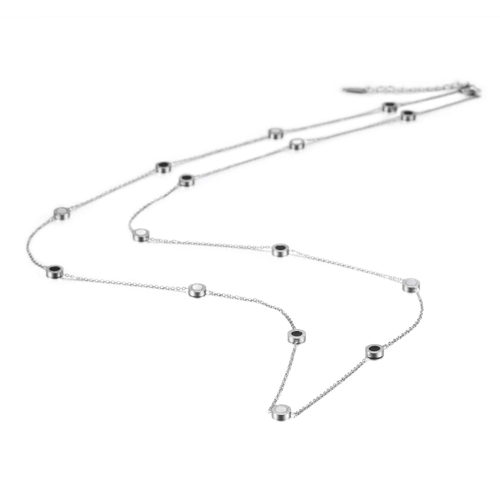 Stainless steel circle decoration necklace-NSSN602ST