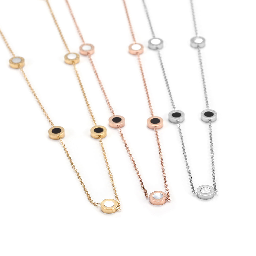 Stainless steel circle decoration necklace-NSSN602ST