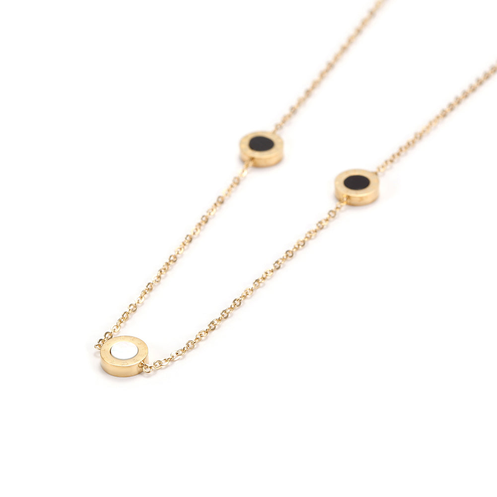 Stainless steel circle decoration necklace-NSSN602ST