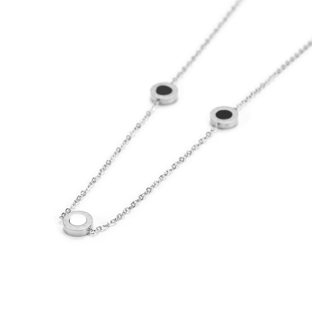 Stainless steel circle decoration necklace-NSSN602ST