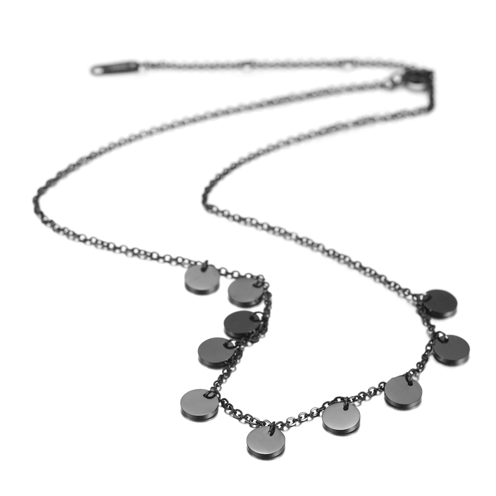 Stainless steel circle high polished necklace-NSSN604STSC