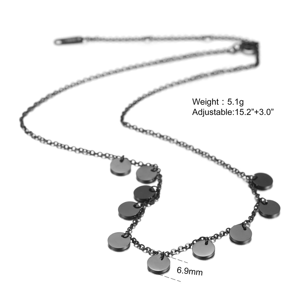 Stainless steel circle high polished necklace-NSSN604STSC