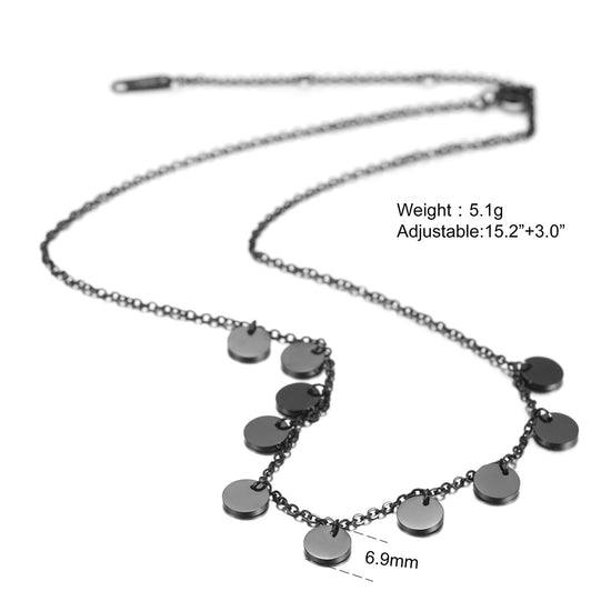Stainless steel circle high polished necklace-NSSN604STSC