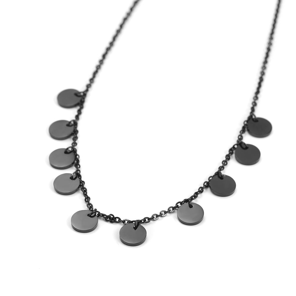 Stainless steel circle high polished necklace-NSSN604STSC