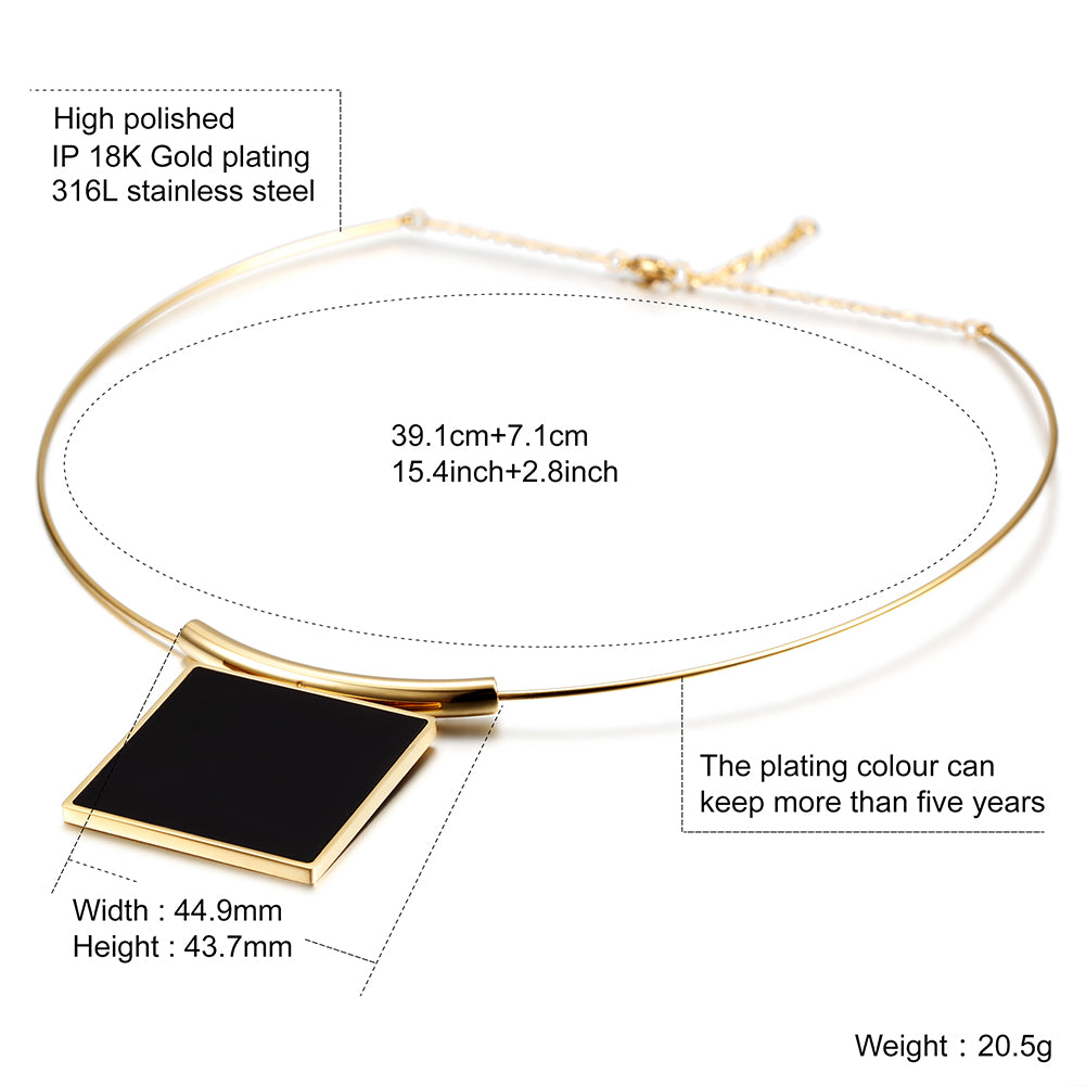 Black square piece necklace-NSSN615ST