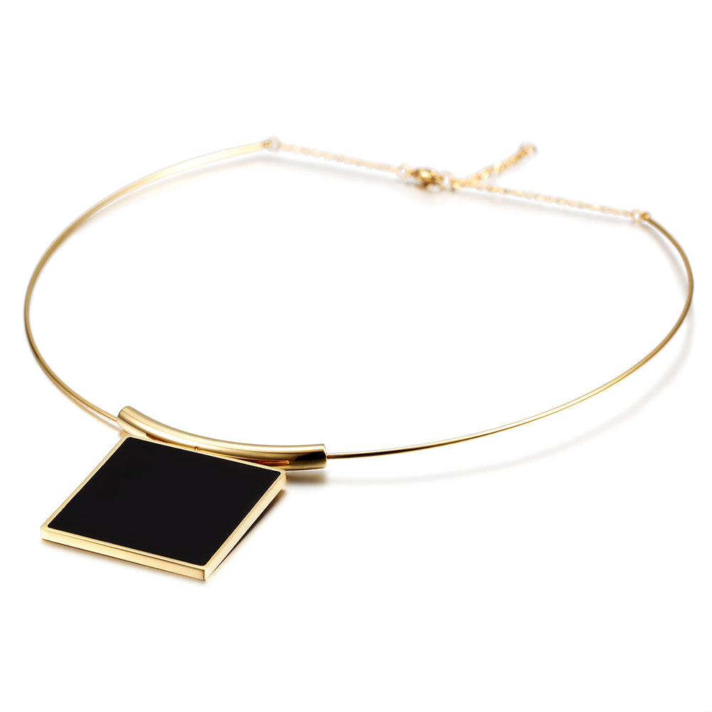 Black square piece necklace-NSSN615ST
