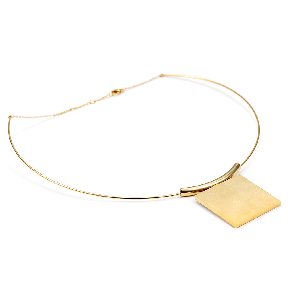 Black square piece necklace-NSSN615ST