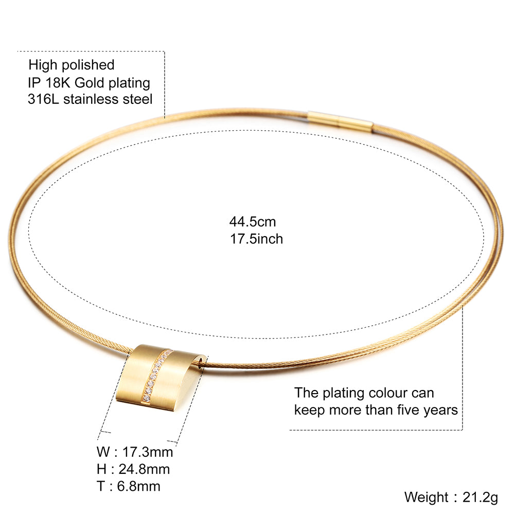 Cable high polished necklace-NSSN616ST