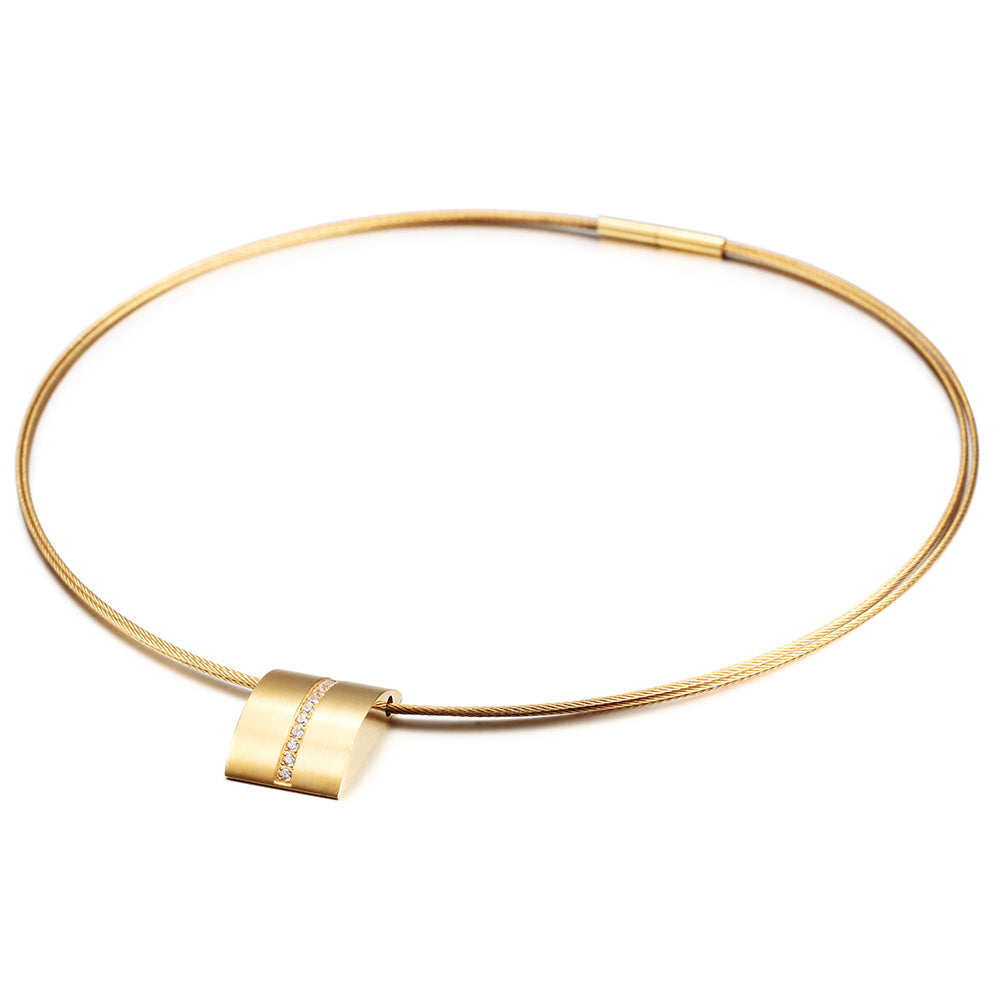 Cable high polished necklace-NSSN616ST