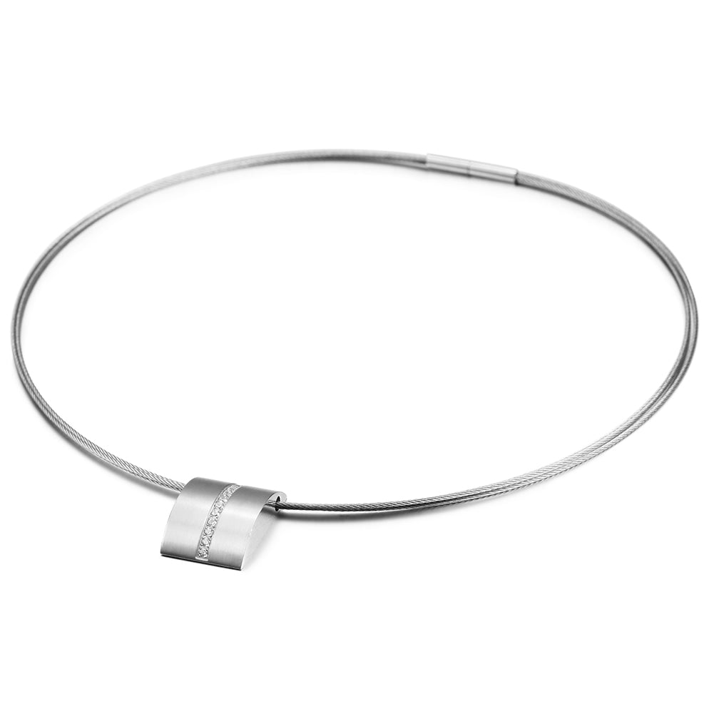 Cable high polished necklace-NSSN616ST