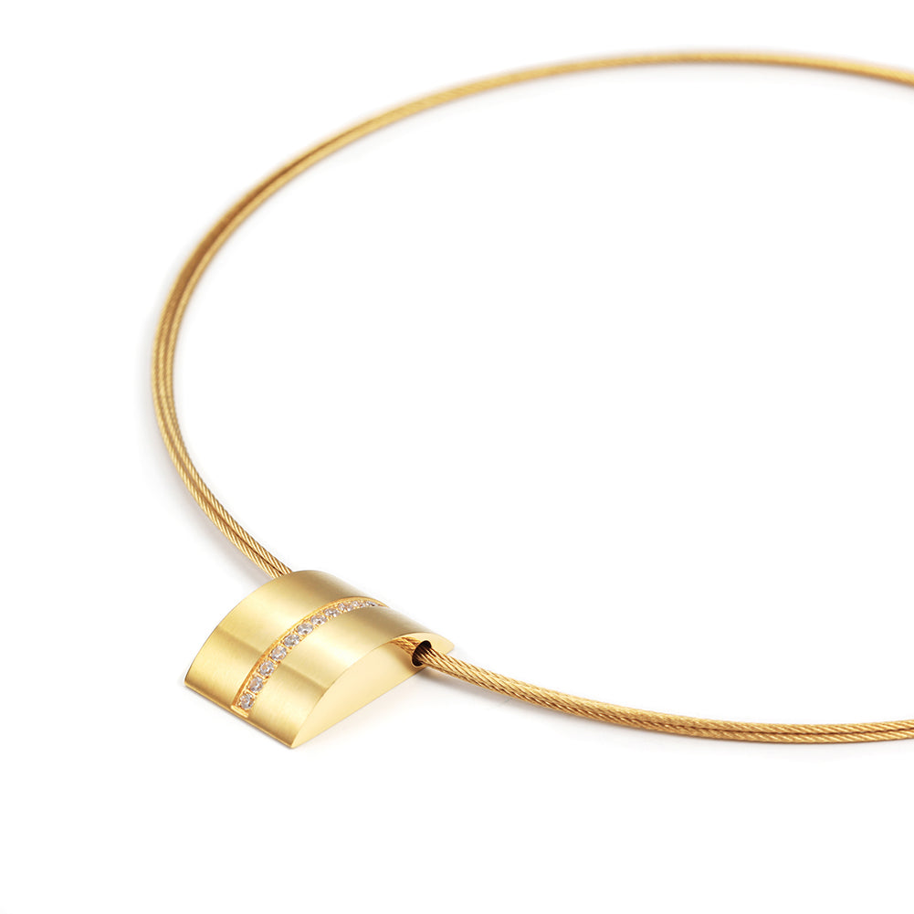 Cable high polished necklace-NSSN616ST