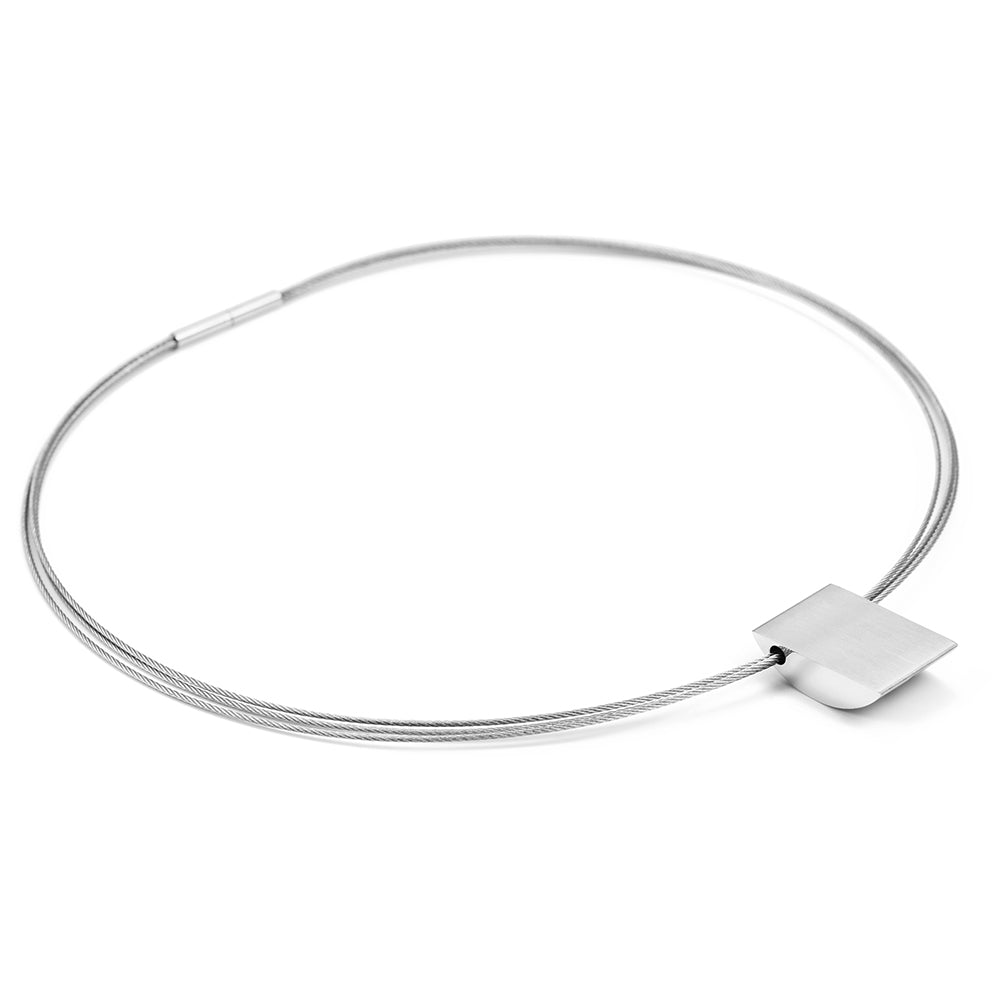 Cable high polished necklace-NSSN616ST