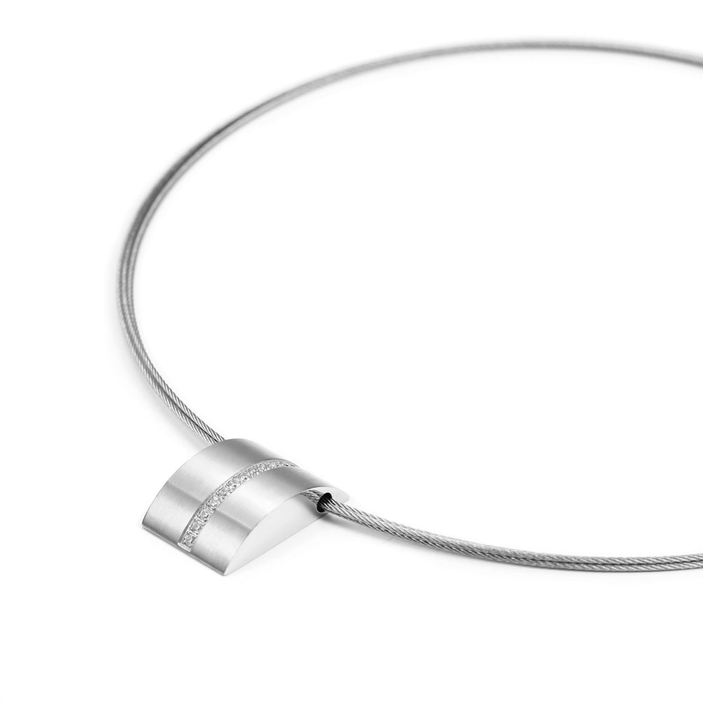 Cable high polished necklace-NSSN616ST