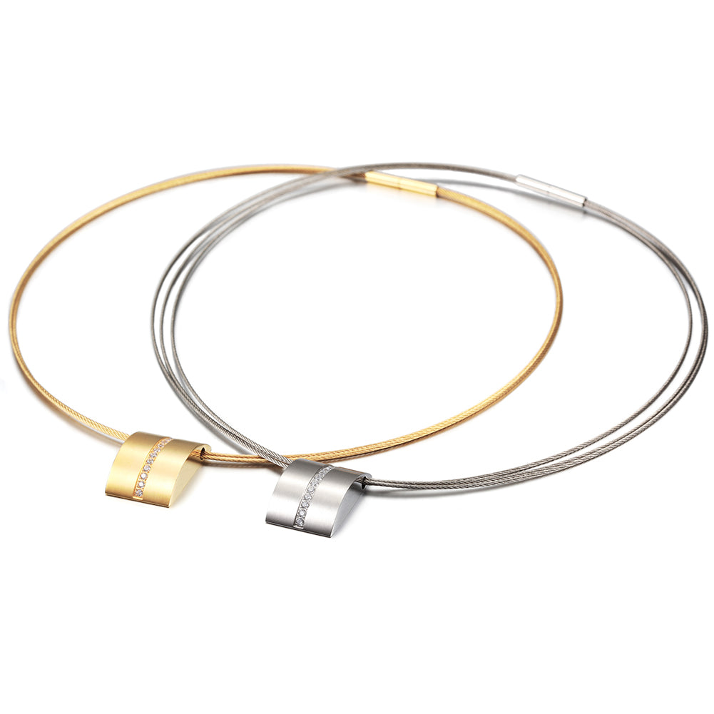 Cable high polished necklace-NSSN616ST