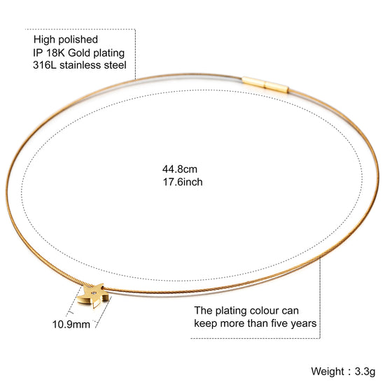 Cable high polished pentagram necklace-NSSN617ST