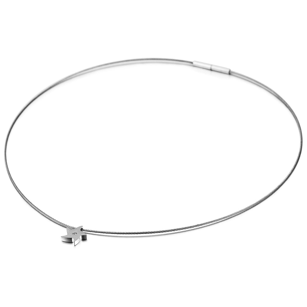 Cable high polished pentagram necklace-NSSN617ST