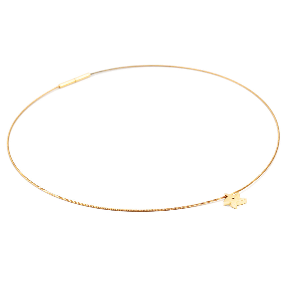 Cable high polished pentagram necklace-NSSN617ST