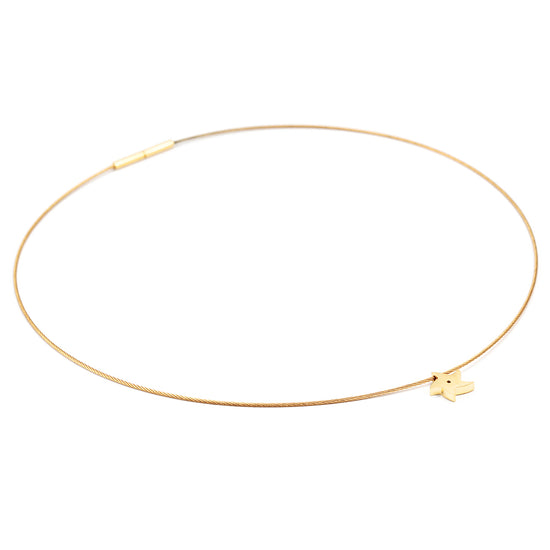 Cable high polished pentagram necklace-NSSN617ST