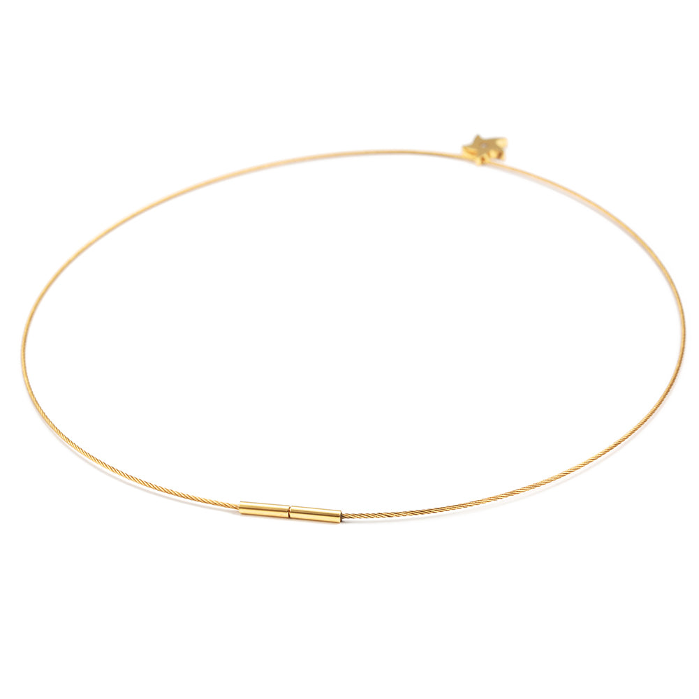 Cable high polished pentagram necklace-NSSN617ST